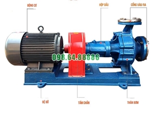 Bơm tuần hoàn dầu truyền nhiệt RY125-80-160 Lưu lượng 160 m3/h, công suất 22 kW, cột áp 50 m